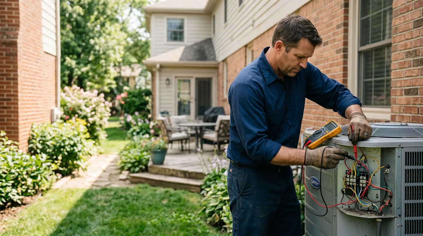 HVAC technician working near Mooreland, OK